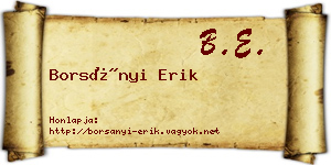 Borsányi Erik névjegykártya
